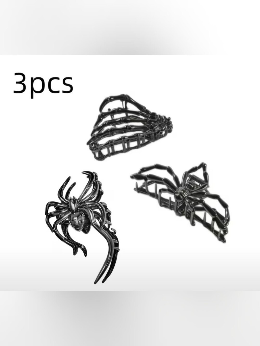 3-Pack Black Halloween Hair Clips